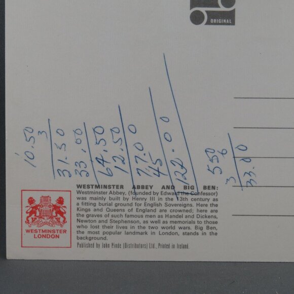 Vintage Postcard - Westminster Abbey and Big Ben - John Hinde Original - Picture 3 of 4